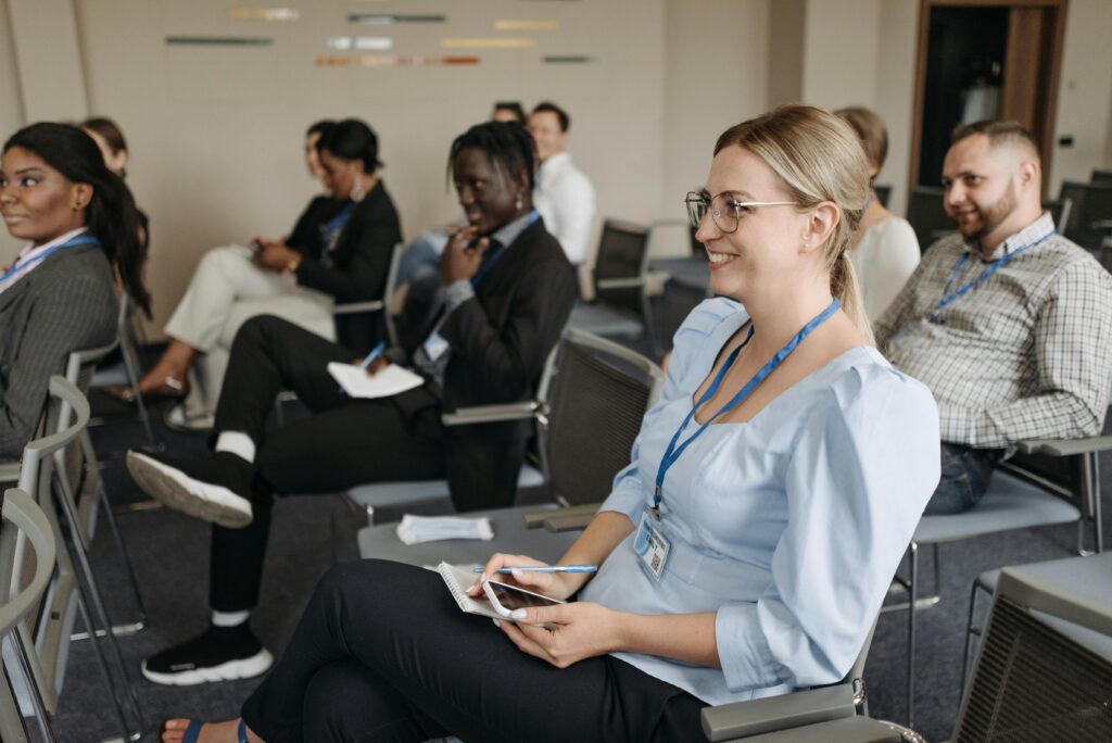ales and marketing professionals improving communication skills during a collaborative training session